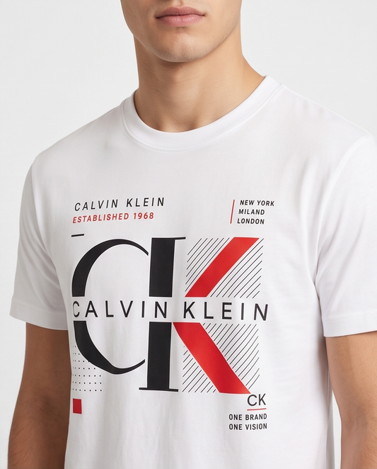 Camiseta Calvin Klein CK Established 1968 Grid - Blanco