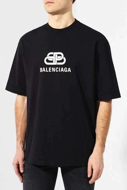 Camiseta Balenciaga Logo BB Clasico Negra Oversize Hombre - Manga Corta Algodón
