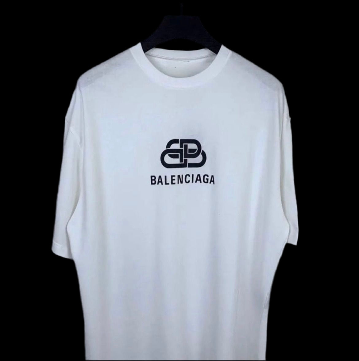 Camiseta Balenciaga Logo BB Clasico Blanca Oversize Hombre - Manga Corta Algodón