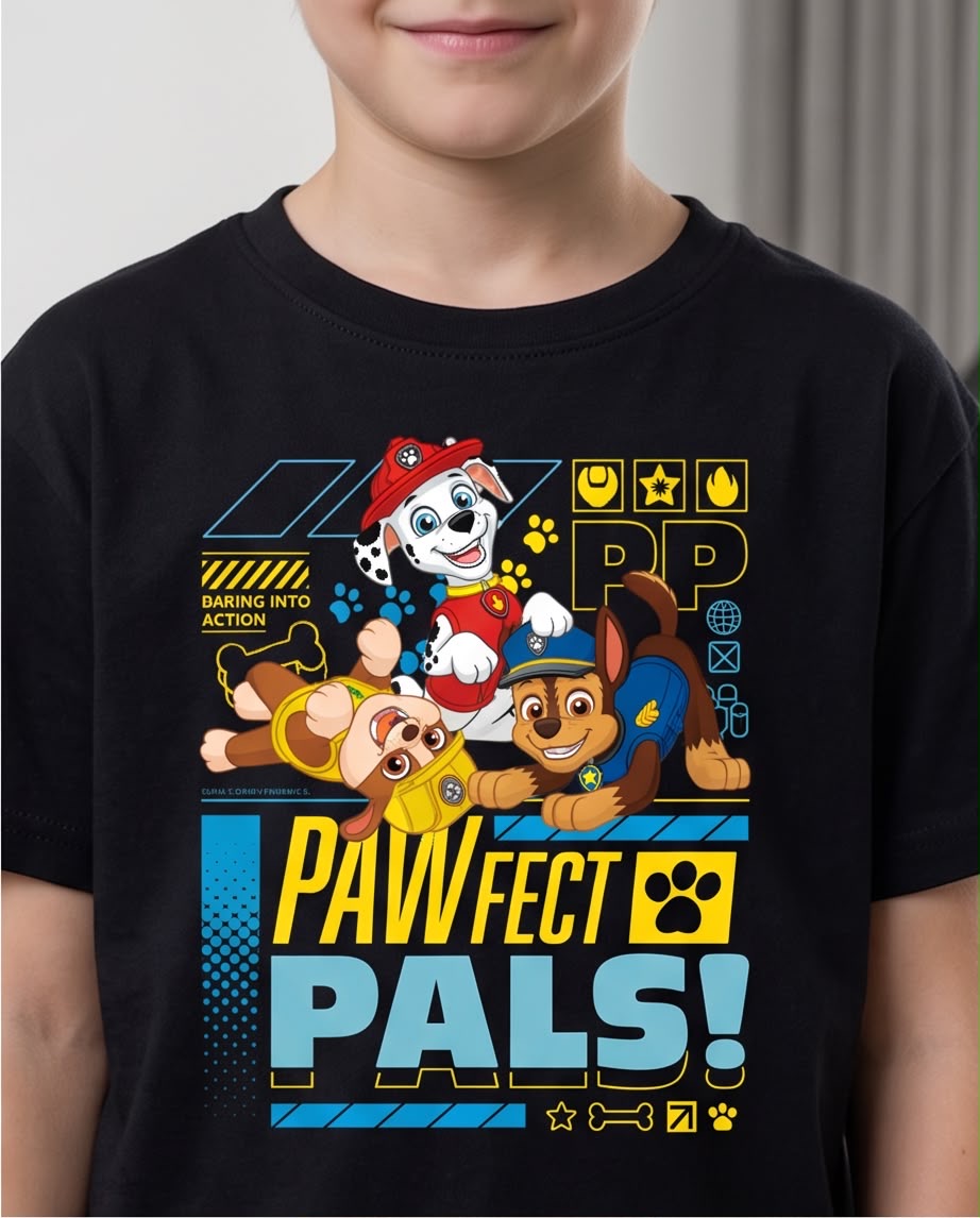 Camiseta Paw Patrol Pawfect Pals Negra - Niños Oversize