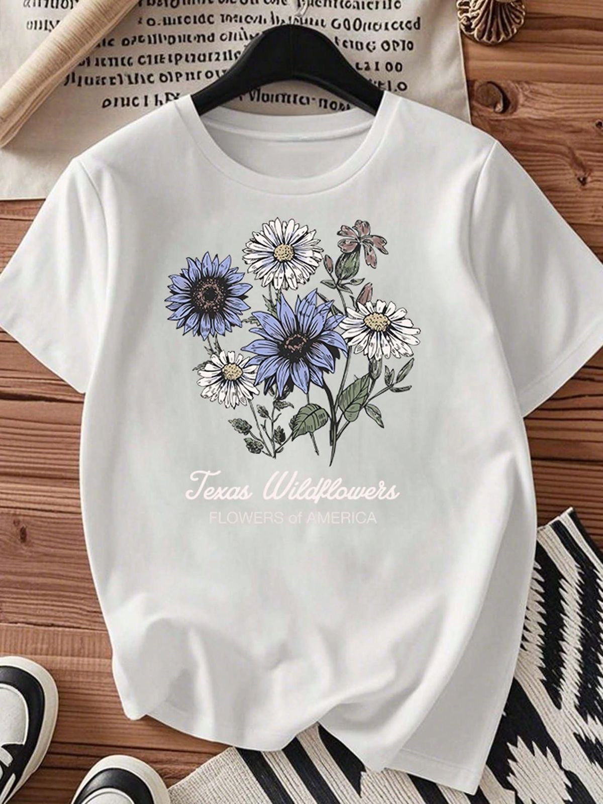 CAMISETA LARGA MUJER - FLORES