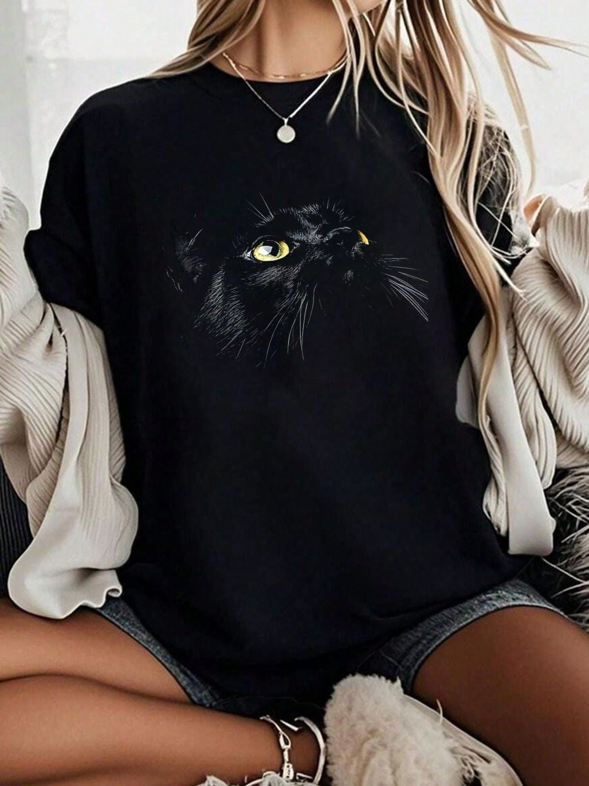 CAMISETA LARGA MUJER - CAT