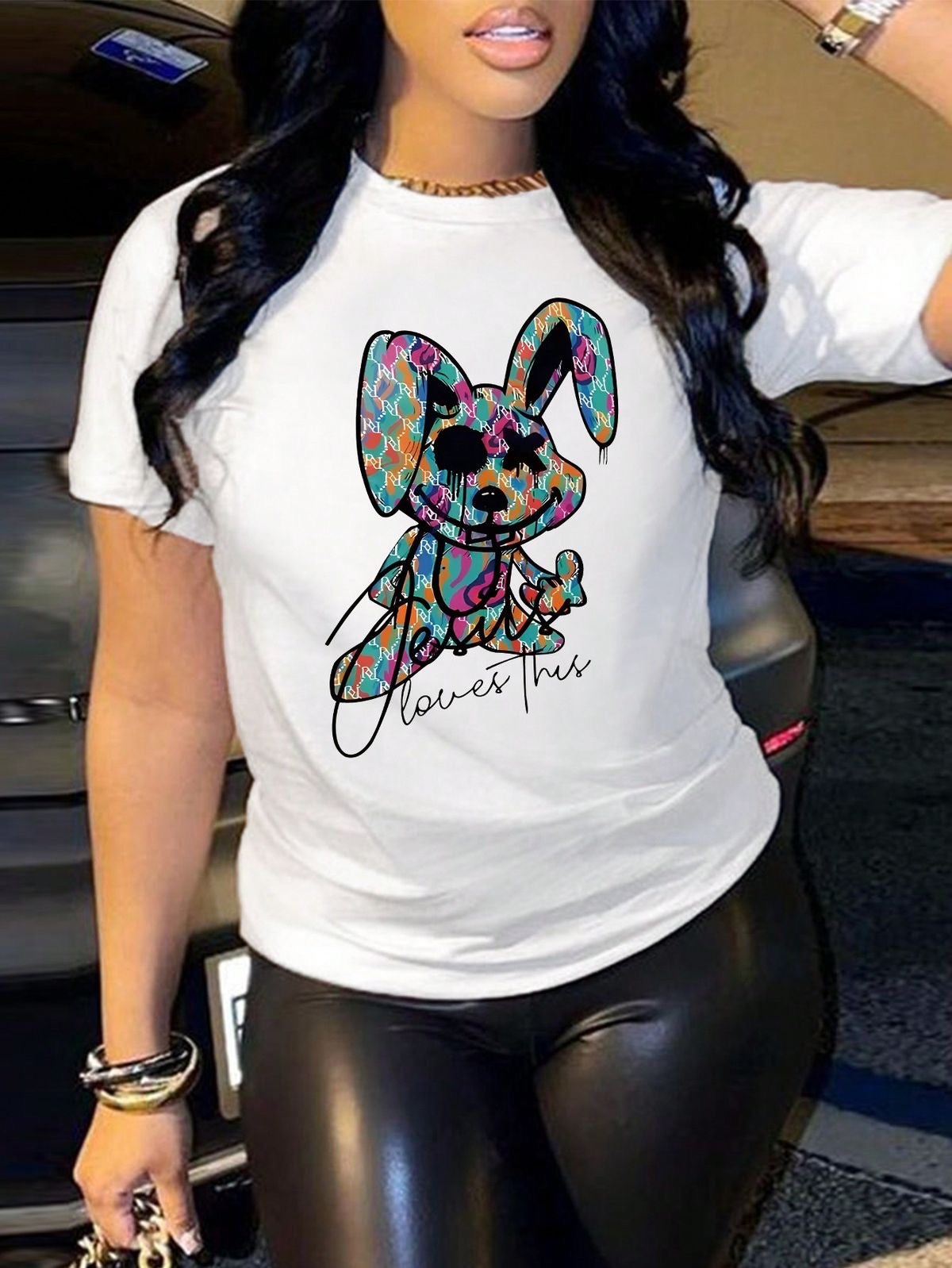 CAMISETA LARGA MUJER - CONEJO