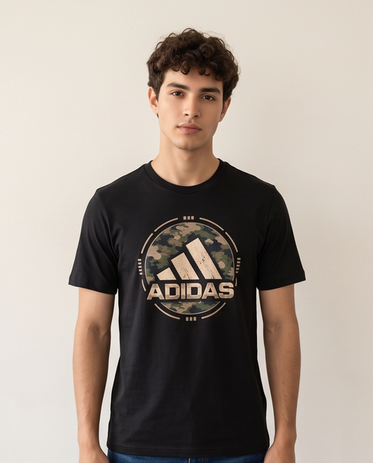 Camiseta Hombre Adidas Logo Circular Camuflado negra