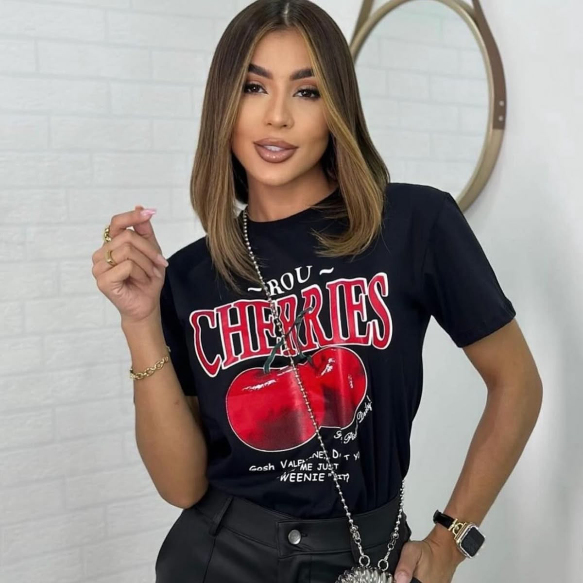 CAMISETA LARGA MUJER - CHERRIES