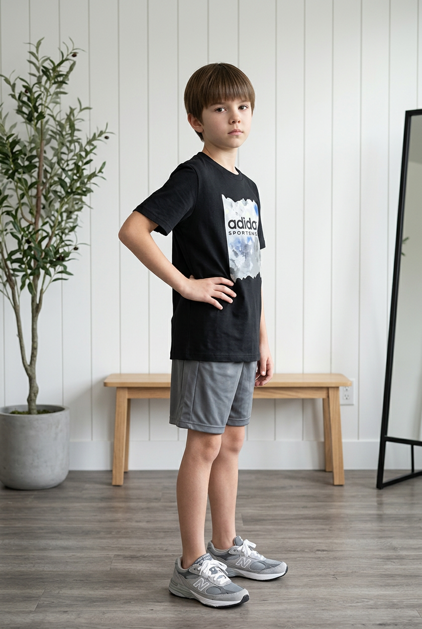 Camiseta Adidas Sportswear Acuarela Azul Negra - Niños Oversize