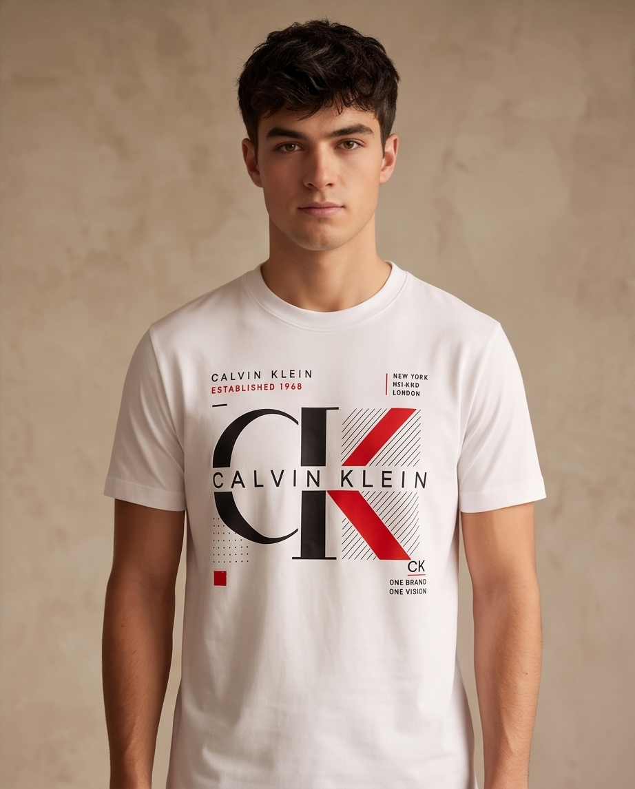 Camiseta Calvin Klein CK Established 1968 Grid - Blanco