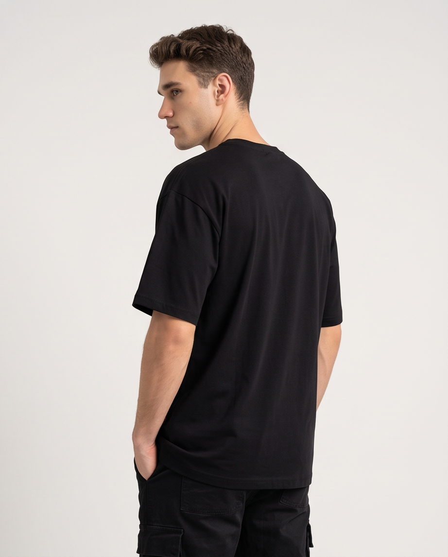 Camiseta Psycho Bunny Negro Oversize look espalda