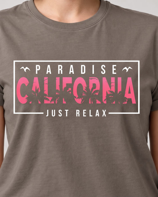 Camiseta Mujer California Paradise Just Relax Verde Cromo