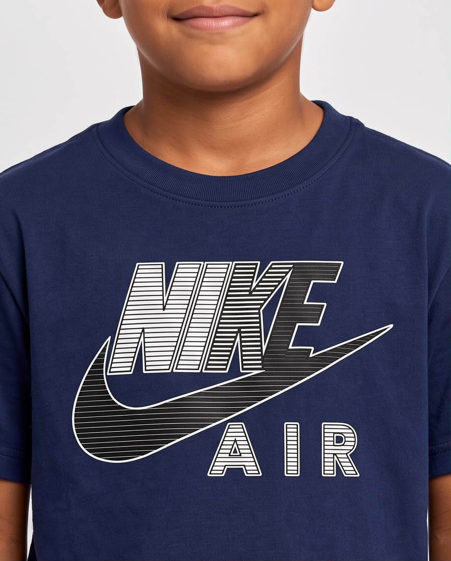 Camiseta Niño Nike Air Líneas Azul Navy Semi Oversize