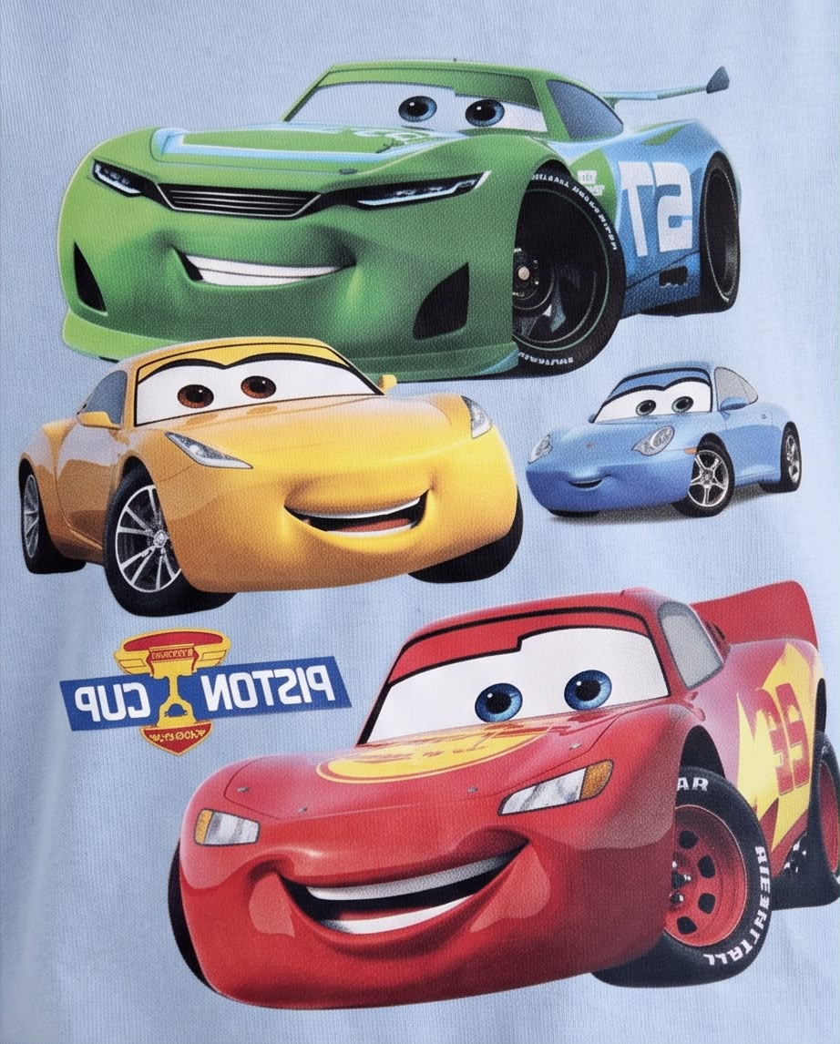 Camiseta Niño Cars Rayo McQueen y Amigos Azul Cielo Semi Oversize