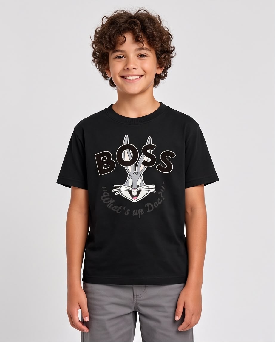 Camiseta Niño Bugs Bunny BOSS Negra Semi Oversize