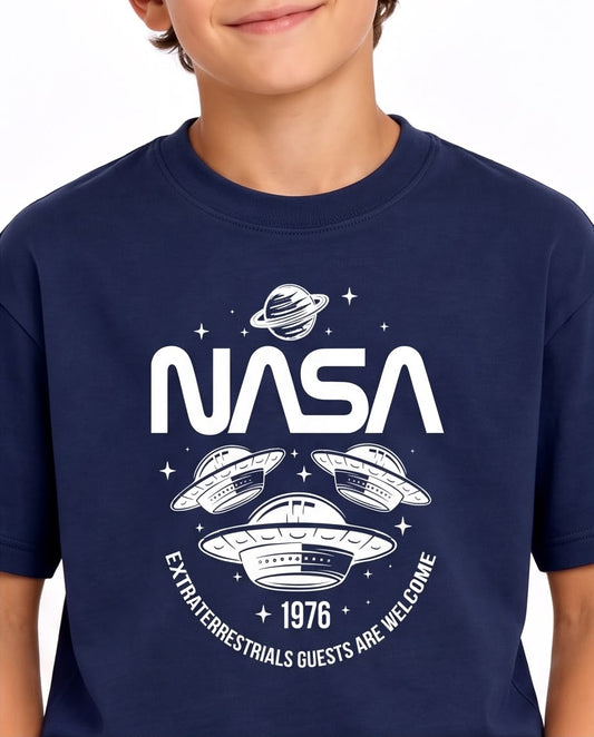 Camiseta Niño NASA Ovnis 1976 Azul Navy Semi Oversize