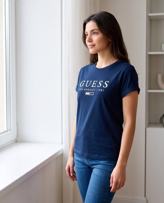 Camiseta Guess Los Ángeles 1981 Azul Navy, vista frontal