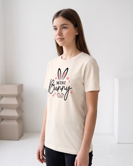 Camiseta Mujer Mini Bunny Orejas y Corazones Vainilla, vista frontal