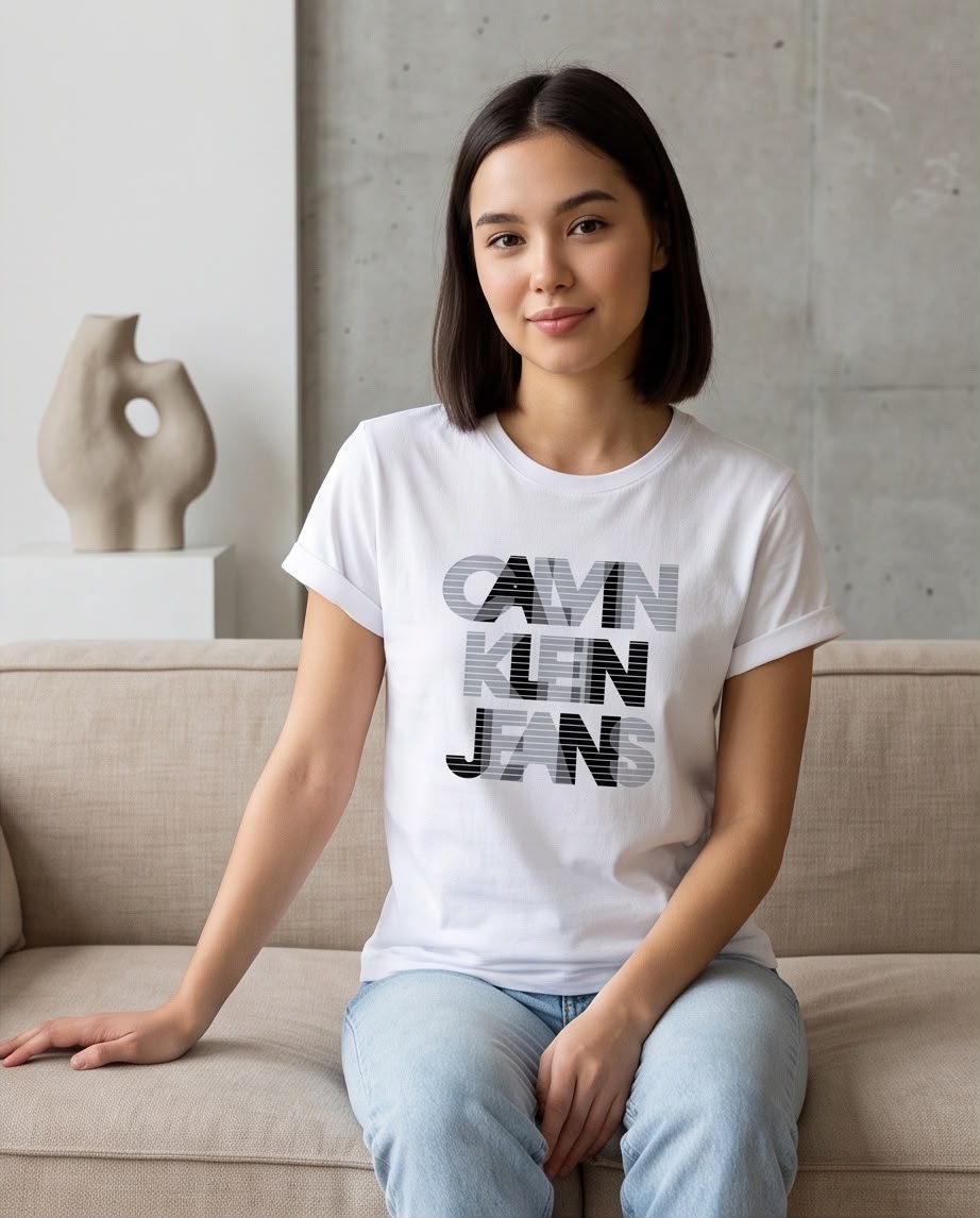 Vista completa del look con camiseta blanca Calvin Klein Jeans