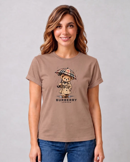 Camiseta mujer Burberry Oso con Paraguas Camel, vista frontal