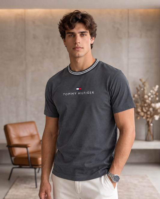 Camiseta Tommy Hilfiger gris oscuro de hombre, vista frontal