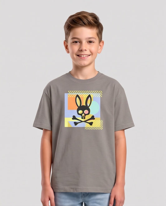Camiseta Niño Psycho Bunny Calavera Negra Geométrico Multicolor Verde Cromo Semi Oversize