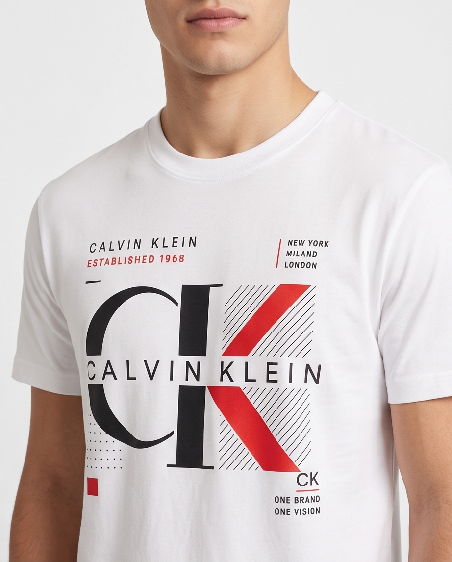 Camiseta Calvin Klein CK Established 1968 Grid - Blanco