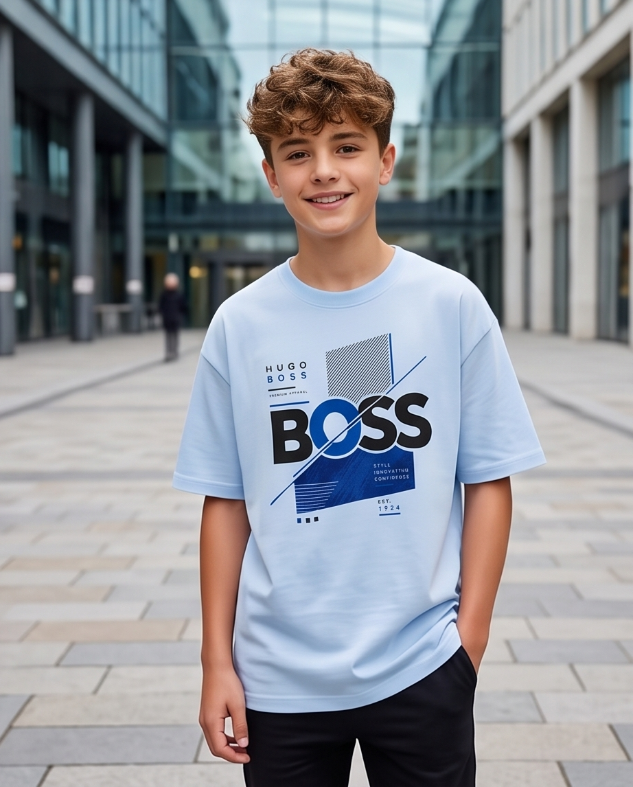 Camiseta Hugo Boss Niños Azul Cielo