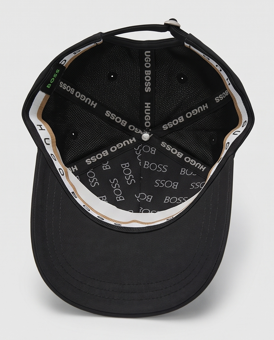 Gorra Hugo Boss Stripe Signature Negra Bordado Dorado