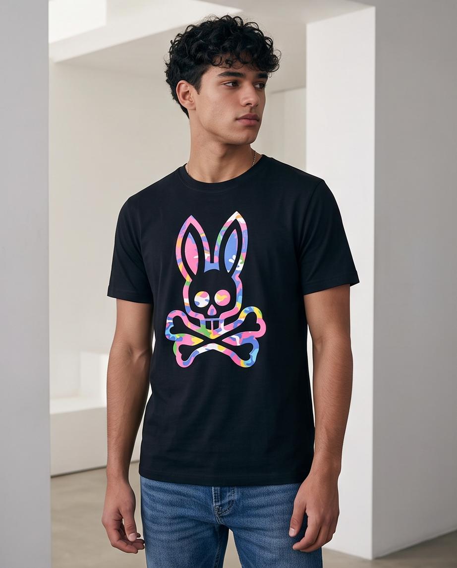 Camiseta Psycho Bunny Camo Bunny Multicolor Negra - Vista 2
