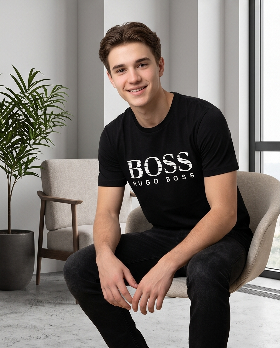 Camiseta Hugo Boss Logo Negro – Regular Fit Hombre