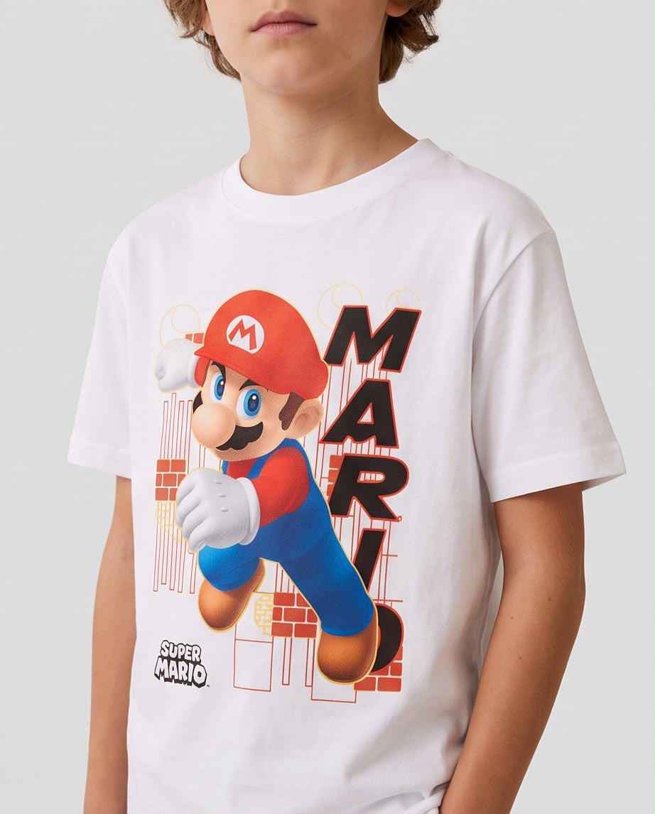 Camiseta Super Mario Bros Blanca Niño - Niños Oversize