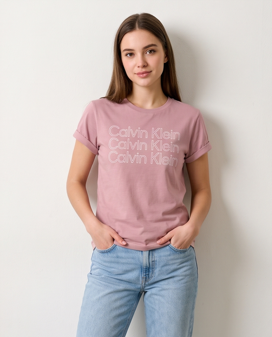 Camiseta mujer rosa viejo Calvin Klein repetido