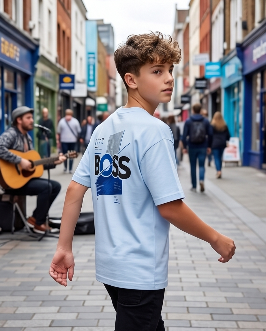 Camiseta Hugo Boss Niños Azul Cielo