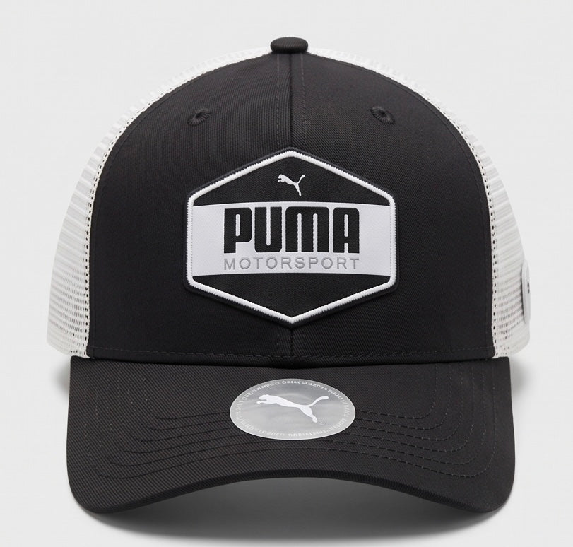 Gorra Puma Motorsport Negra con Malla Blanca Marfil