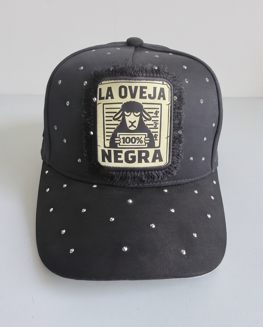 Gorra RZ Caps La Oveja Negra Negro Cristales