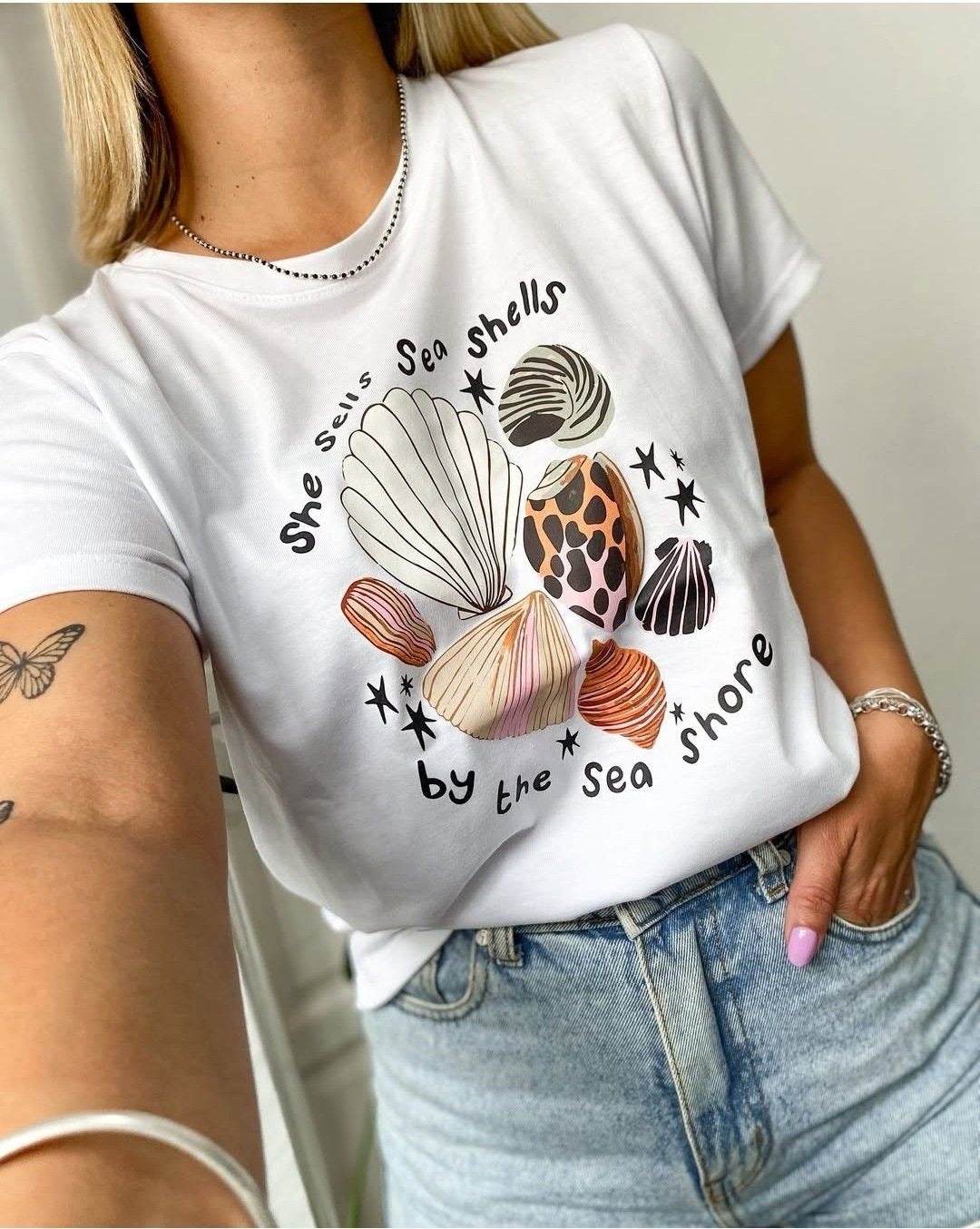 CAMISETA LARGA MUJER - CONCHAS DE MAR