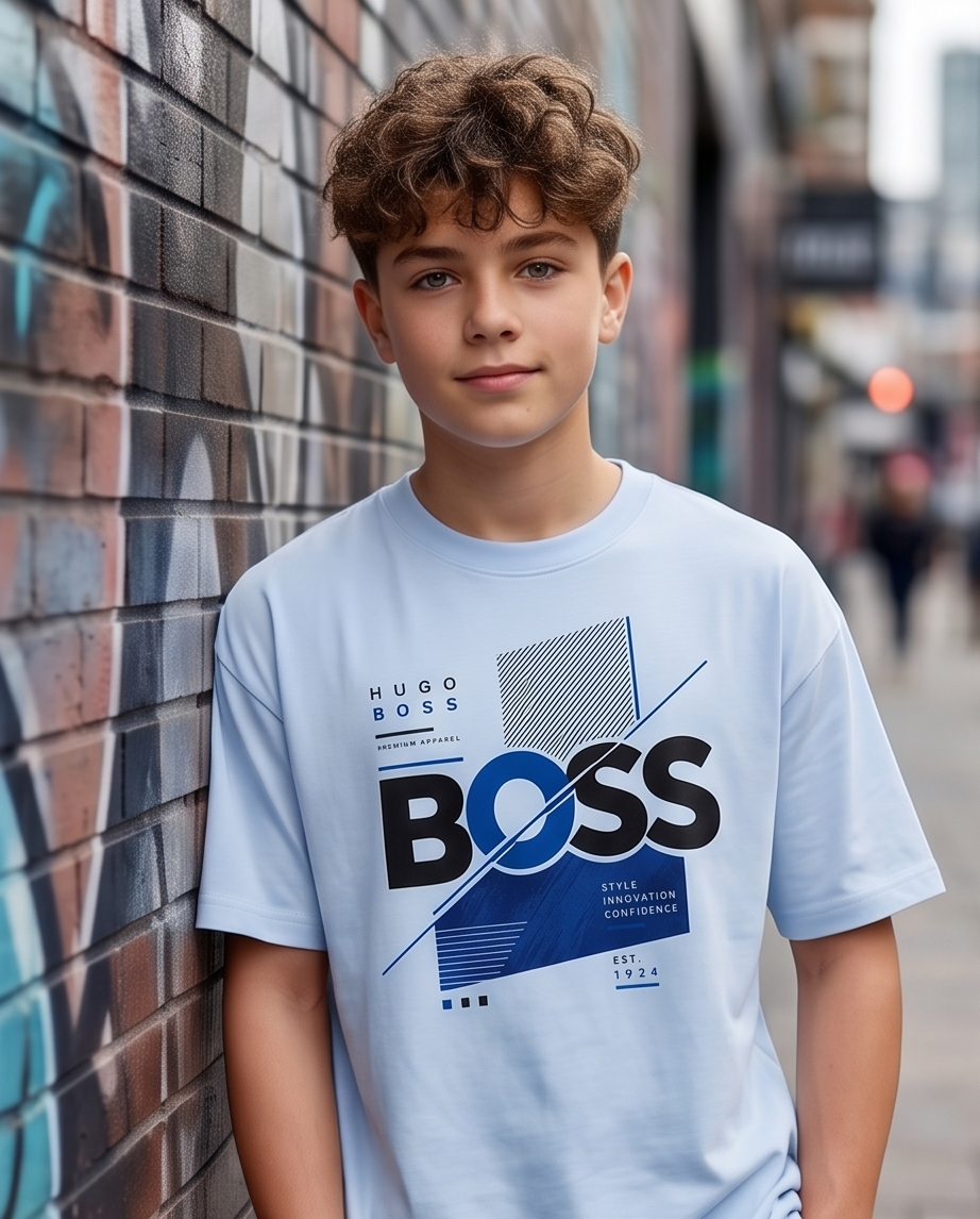 Camiseta Hugo Boss Niños Azul Cielo