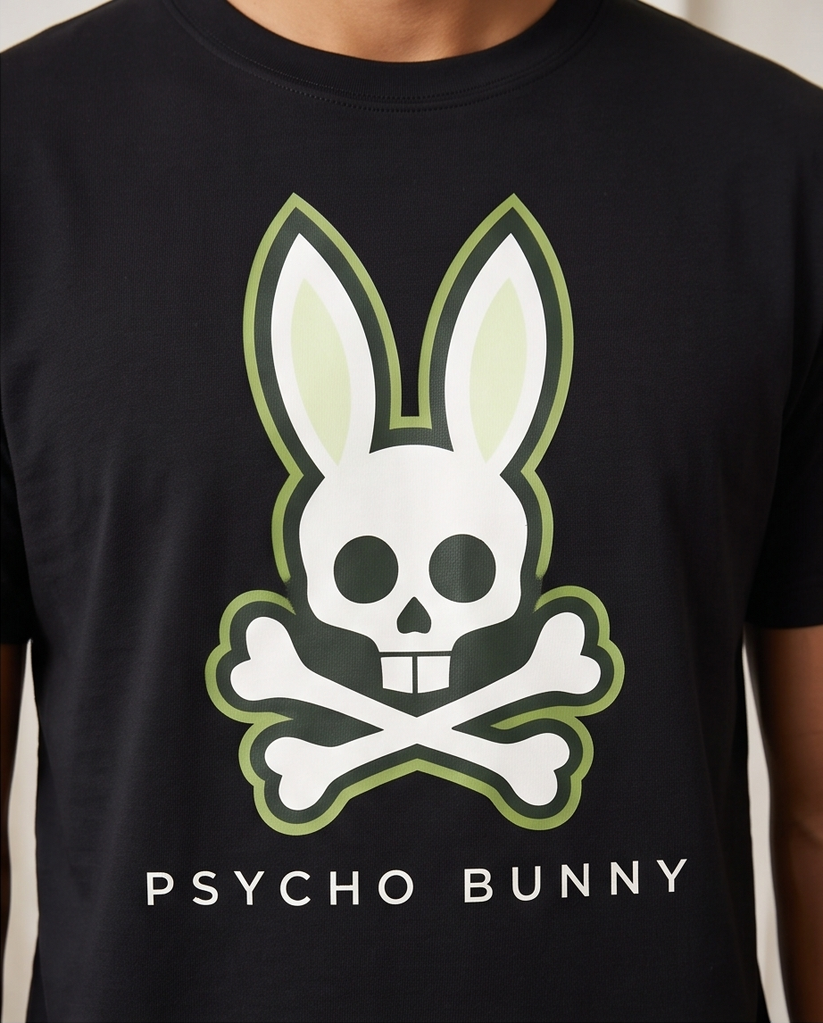 Camiseta Hombre Psycho Bunny Contorno Negro Regular Fit