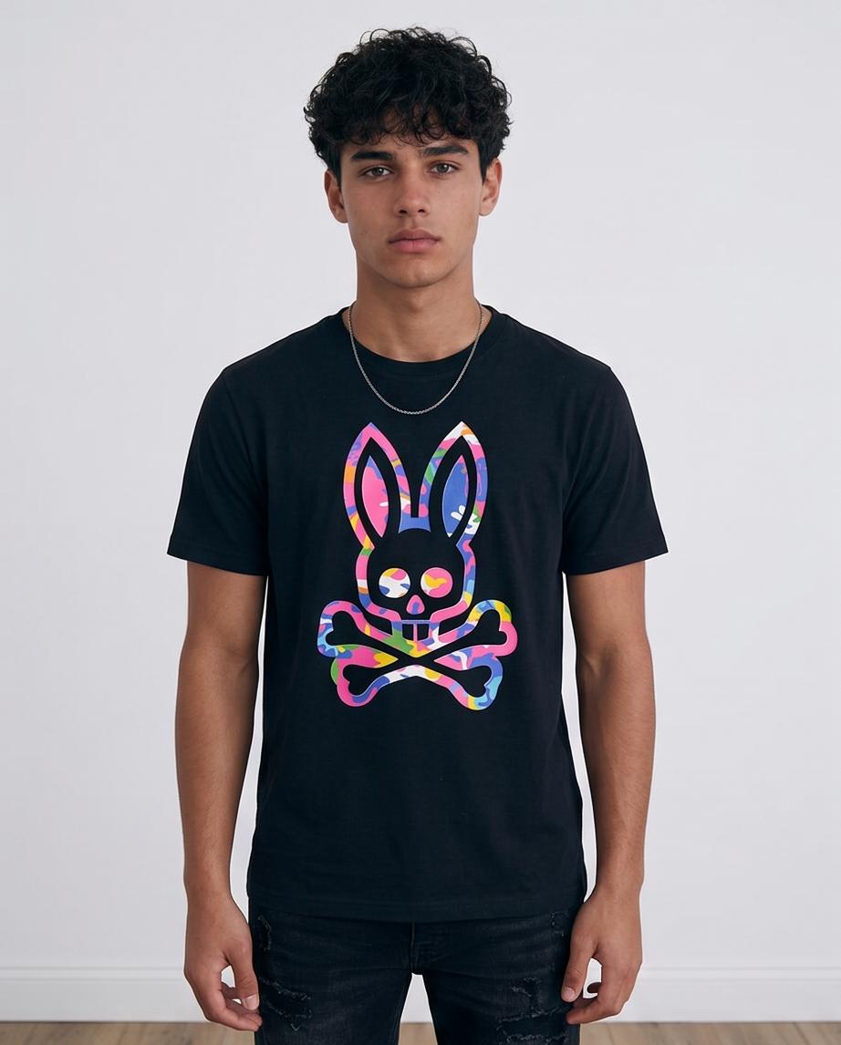 Camiseta Psycho Bunny Camo Bunny Multicolor Negra - Vista 3