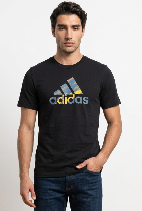 Camiseta Adidas Badge Camuflado Multicolor Negra Hombre - Manga Corta Algodón