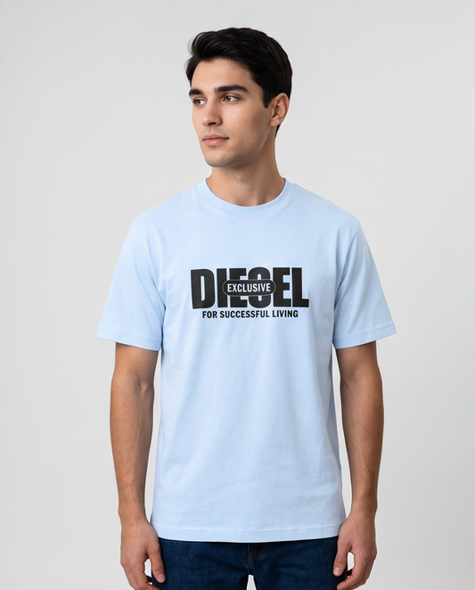 Camiseta Azul Diesel Exclusive Logo Negro – Regular Fit Hombre