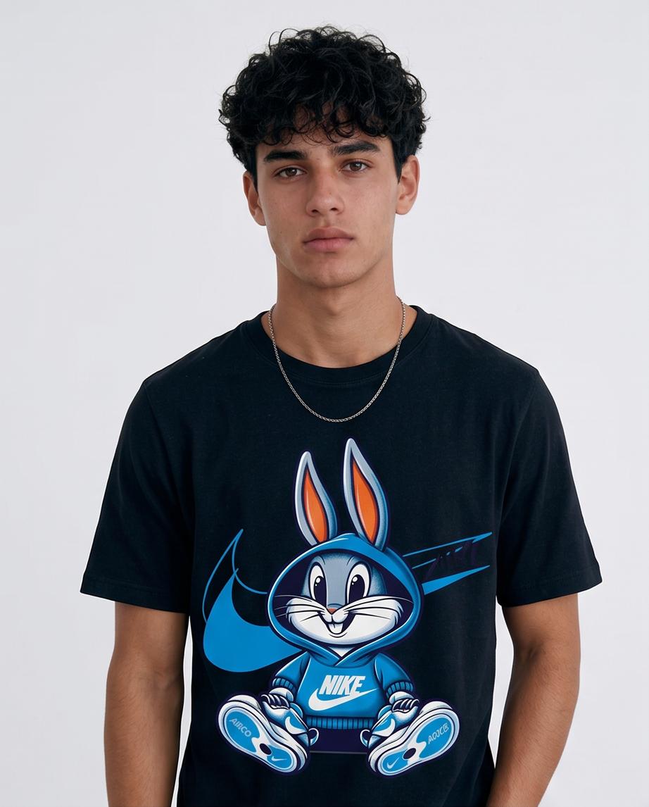 Camiseta Bugs Bunny Nike Azul Negra - Vista frontal
