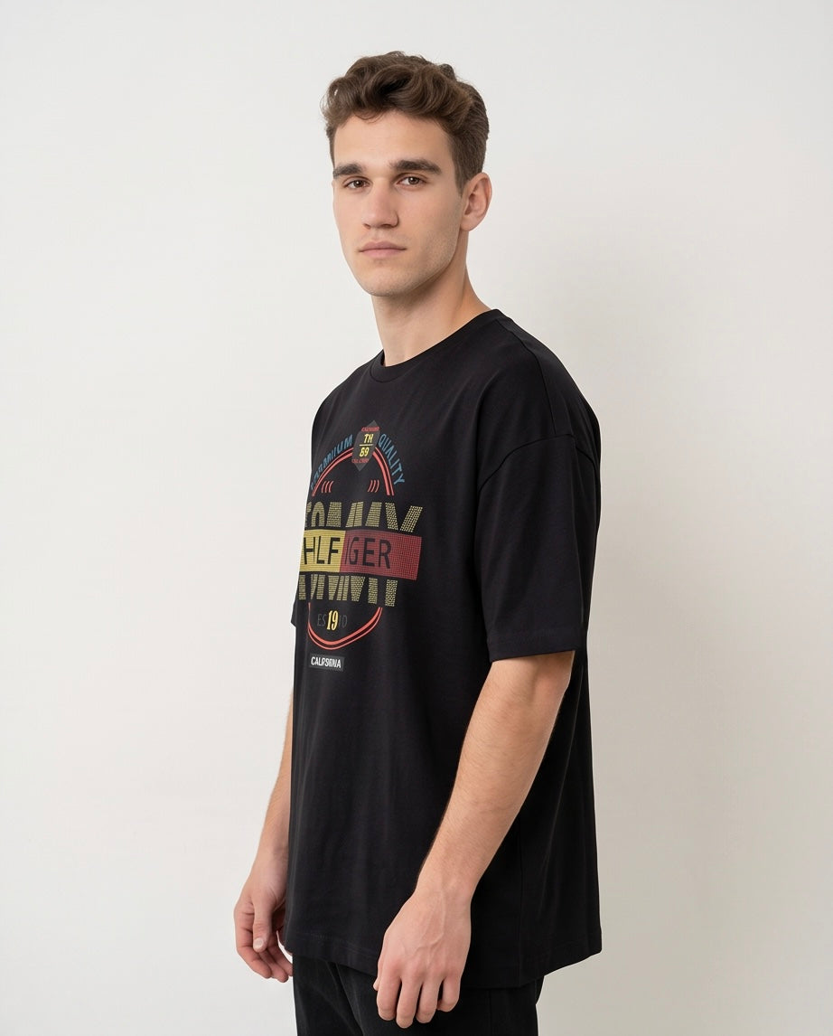 Camiseta Tommy Hilfiger California TH89 Premium Quality Negro Hombre - Manga Corta Oversize