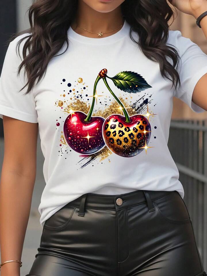 CAMISETA LARGA MUJER - MANZANAS