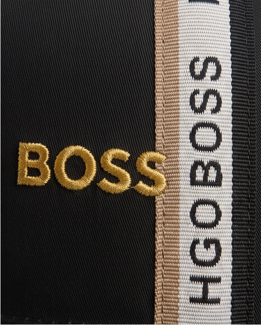 Gorra Hugo Boss Stripe Signature Negra Bordado Dorado