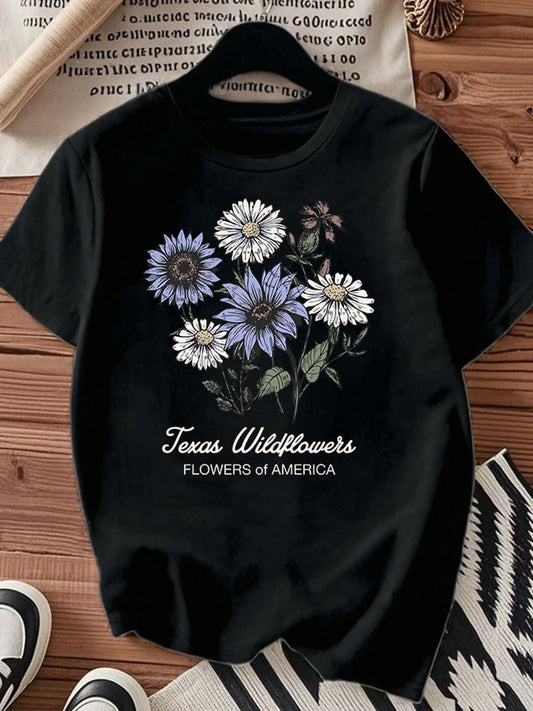 CAMISETA LARGA MUJER - FLORES