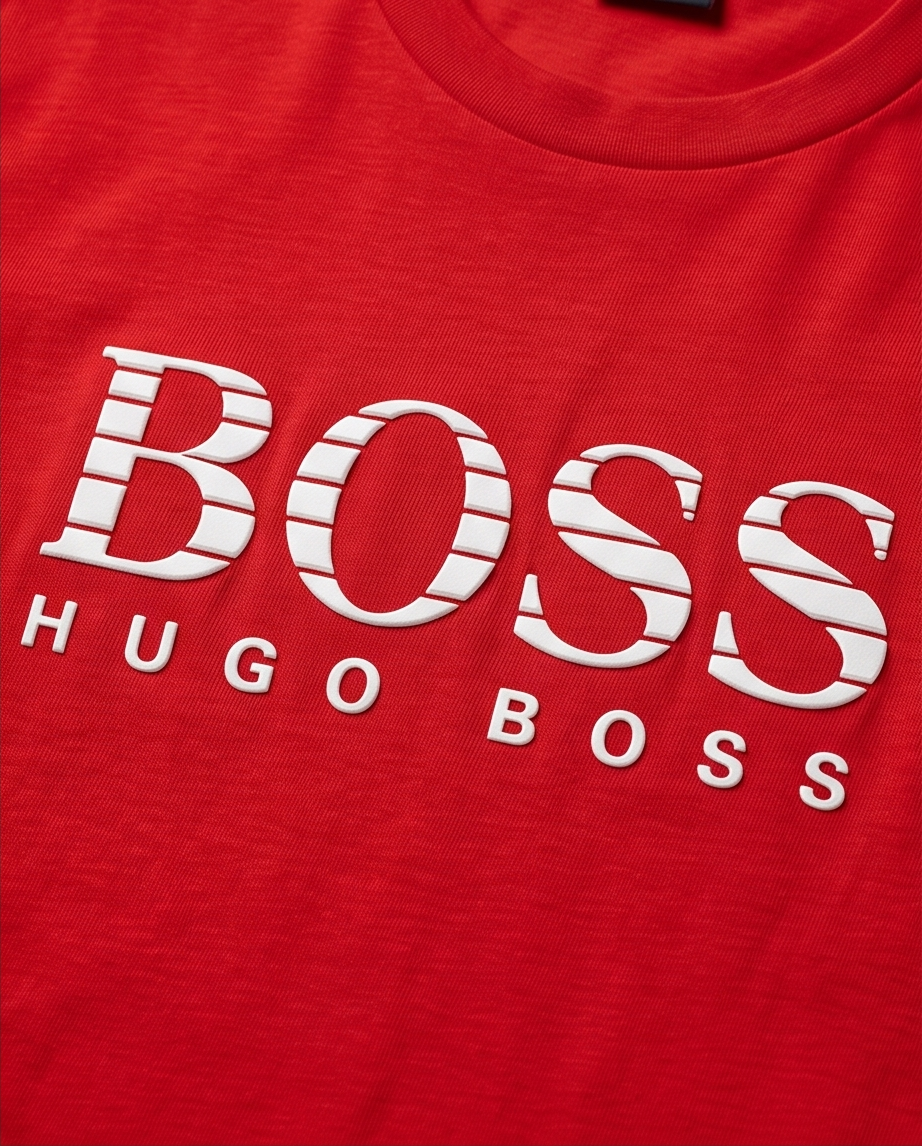 Camiseta Roja Hugo Boss Logo Blanco – Regular Fit Hombre