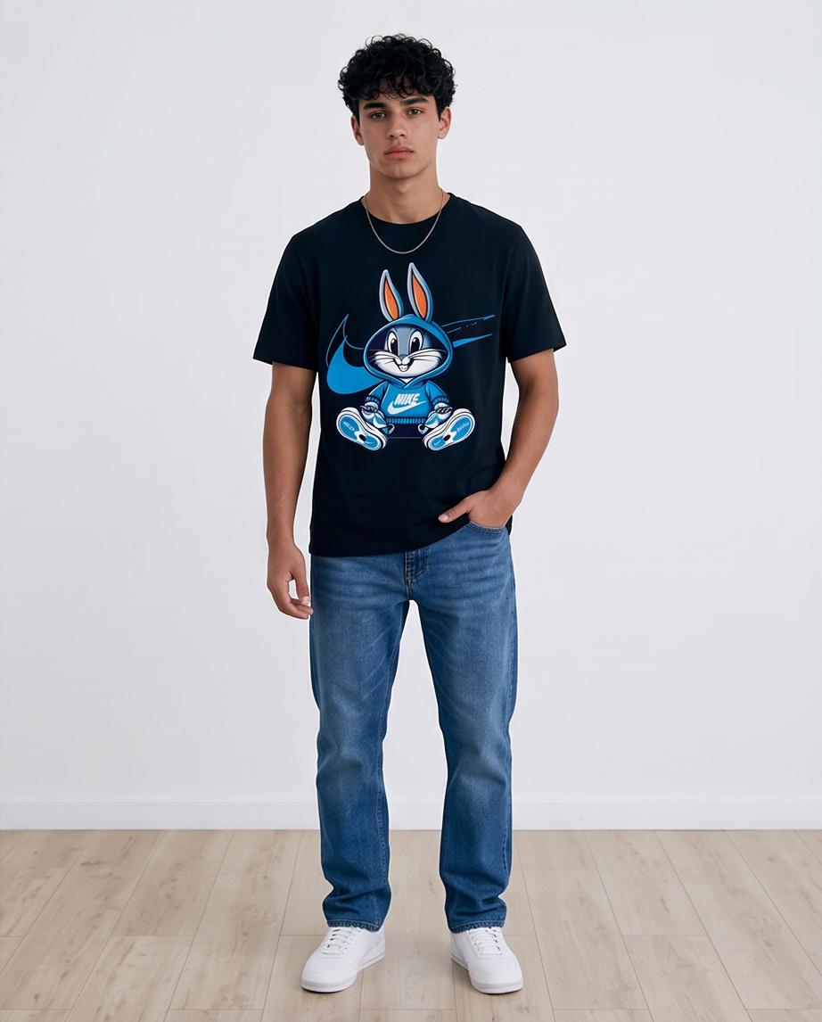 Camiseta Bugs Bunny Nike Azul Negra - Vista completa