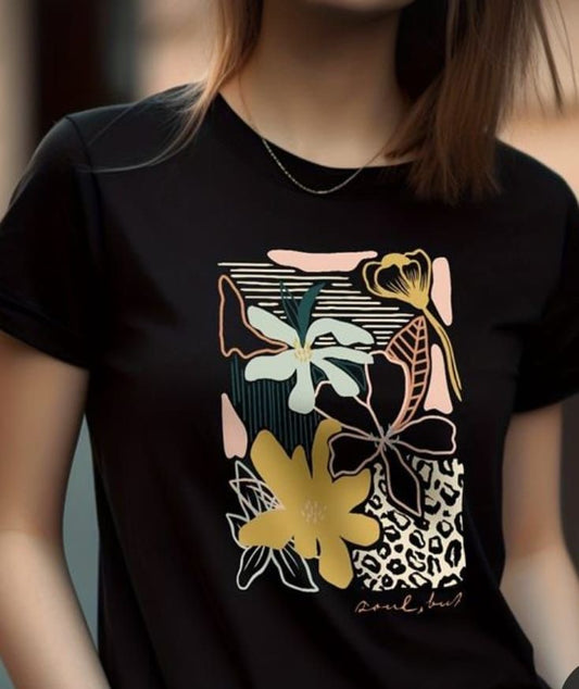 CAMISETA LARGA MUJER - FLORES