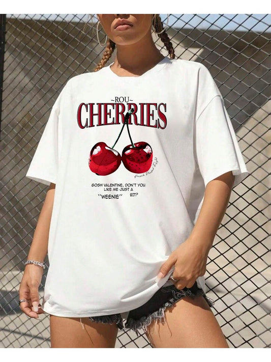 CAMISETA LARGA MUJER - CHERRIES