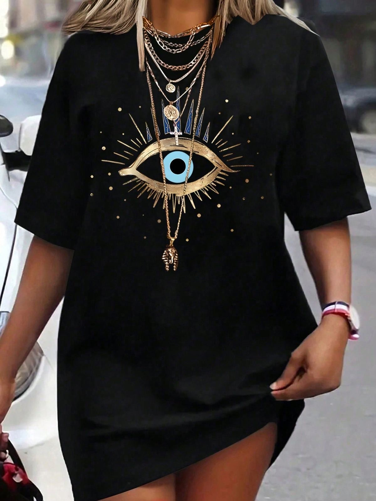 CAMISETA LARGA MUJER - OJO TURCO