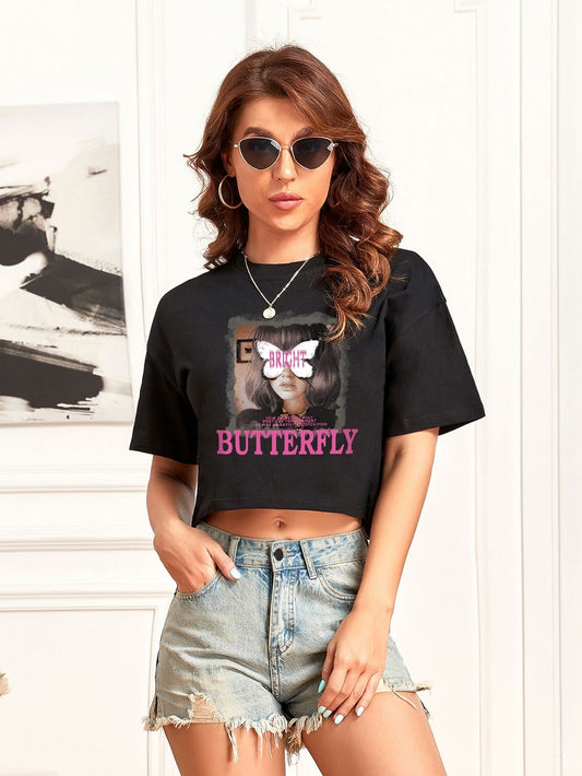 CAMISETA CORTA MUJER -
 BUTTERFLY